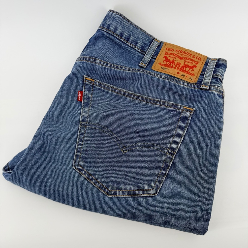 Levi's 559 Relaxed Straight Leg Jeans Mens 38x32 Medium Wash Blue Denim